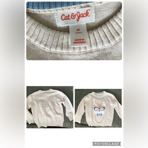 Cat & Jack Cream Bunny Sweater Boys 3T